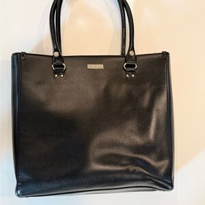 kate spade Black Leather Classic Tote with Top Handles